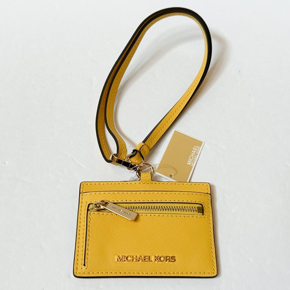 Michael Kors Jet Set Travel East West ID Credit Card Case Wallet Lanyard - Picture 2 of 9